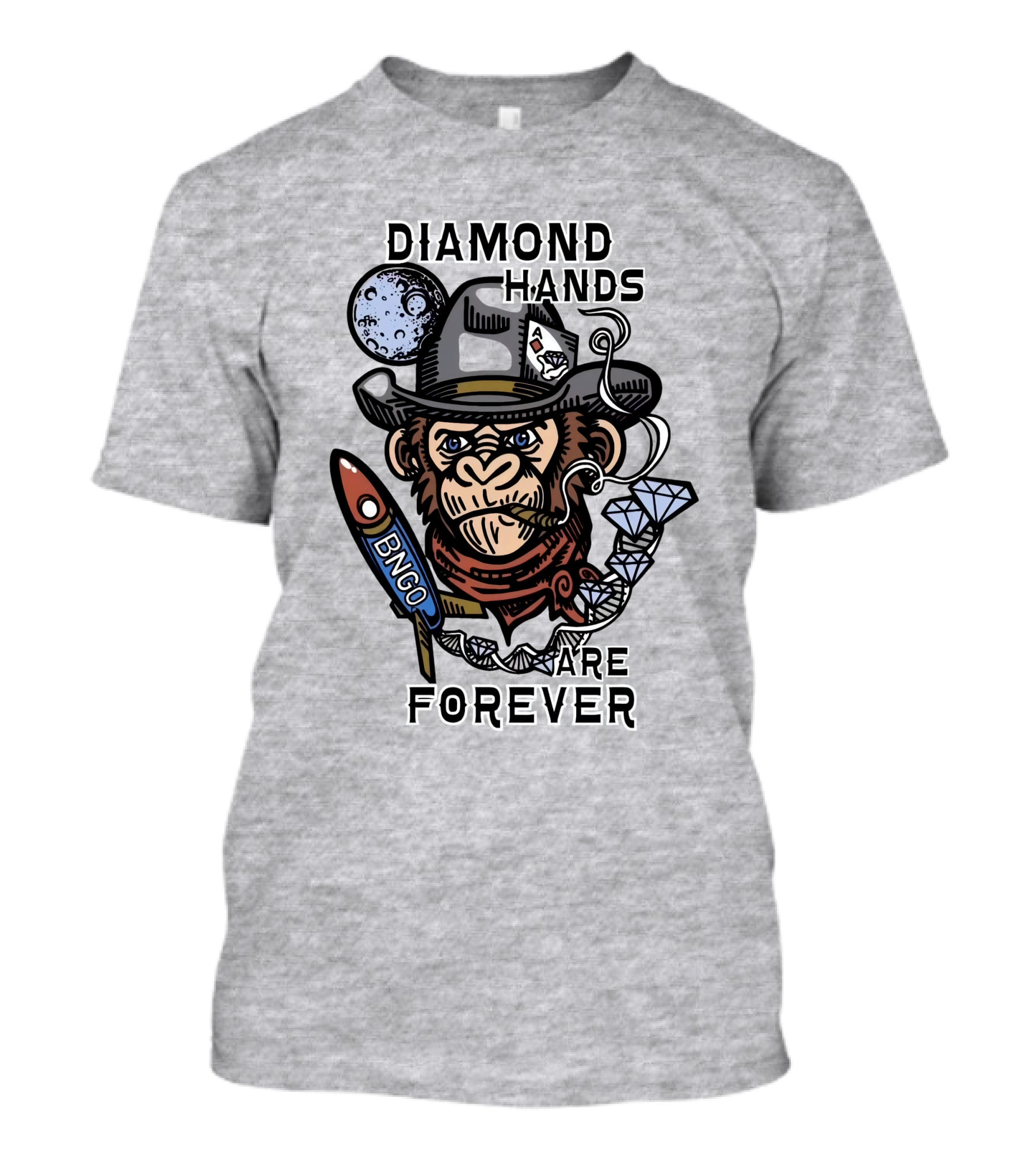 Diamond Hands Are Forever Bngo Ape Cowboy Space Rocket T-Shirt