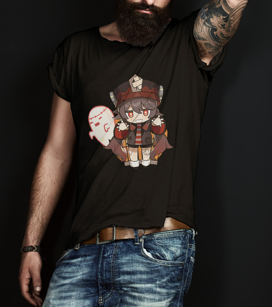 Happy Halloween Genshin Impact Hutao Cute Ghost Character T-Shirt