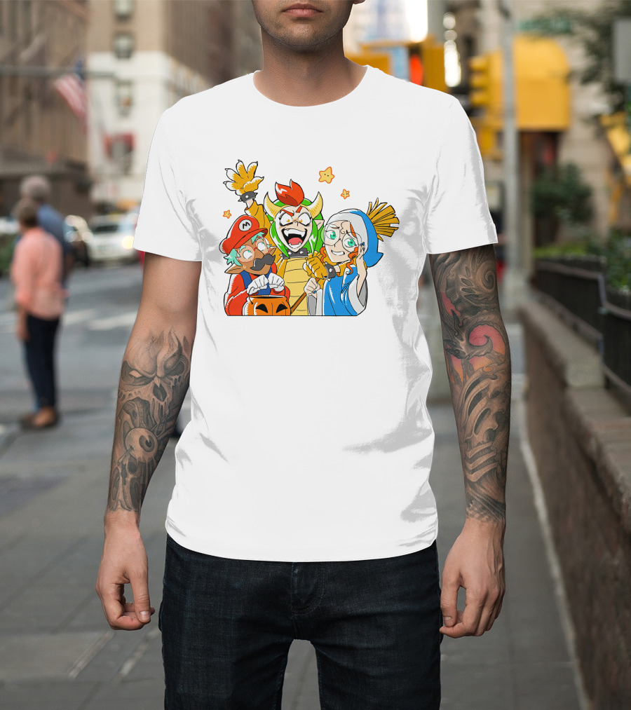 Bowser Mario And Princess Peach Celebrate Happy Halloween T-Shirt