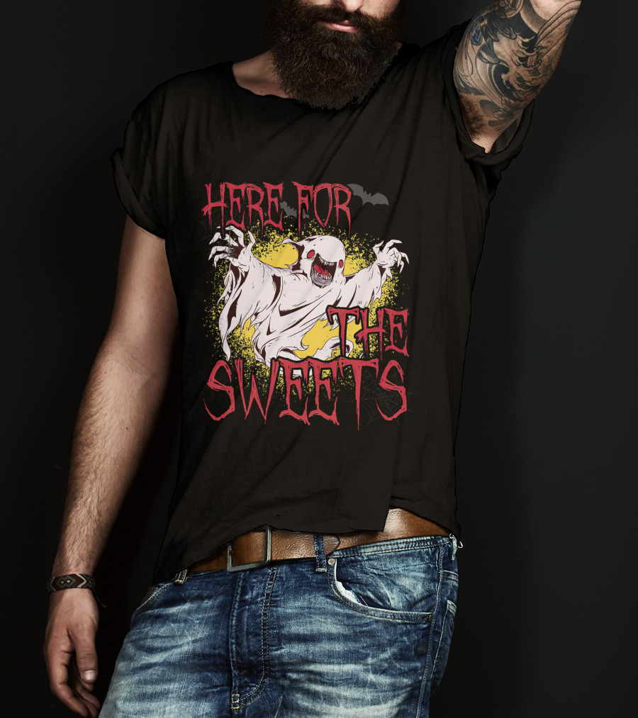 Here For The Sweets Ghost Costume With Ghosts For Halloween T-Shirt