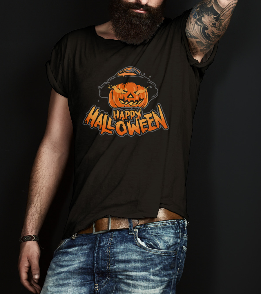 Happy Halloween Pumpkin On Fire T-Shirt