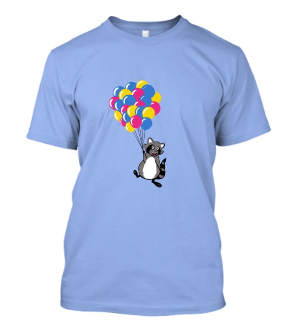 Raccoon Flying With Colorful Balloons T-Shirt