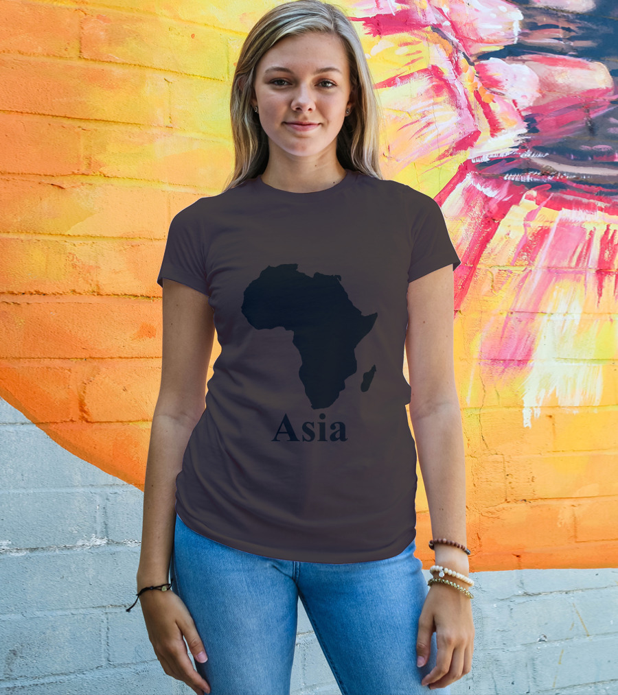 Terrible Maps Asia Map Silhouette Joke T-Shirt