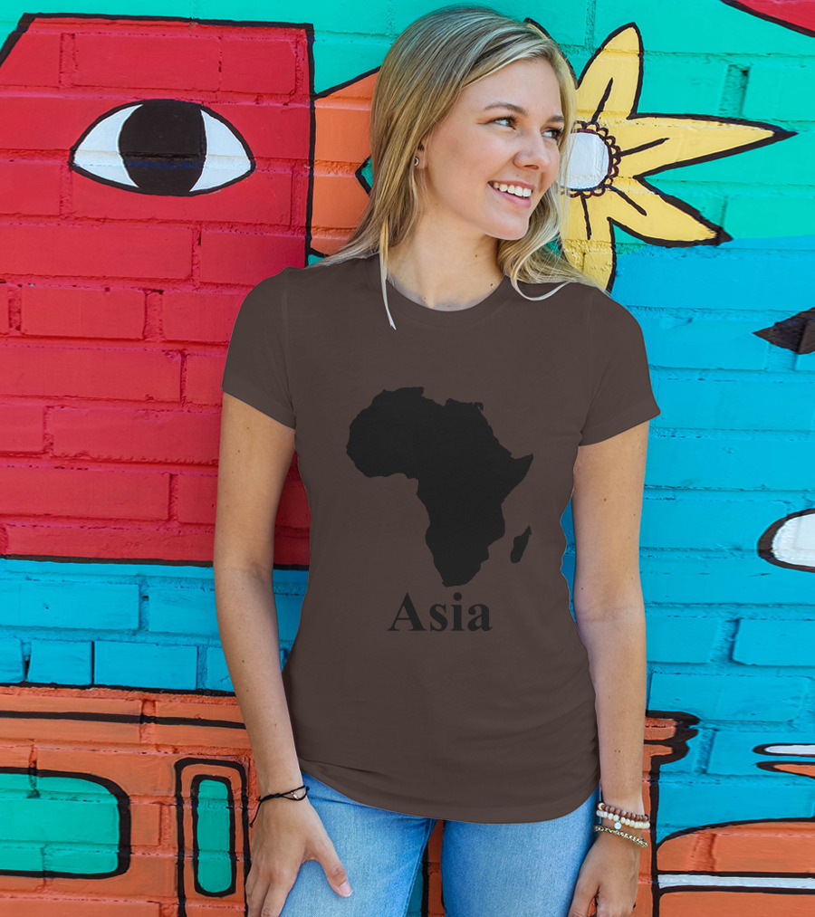 Terrible Maps Asia Map Silhouette Joke T-Shirt