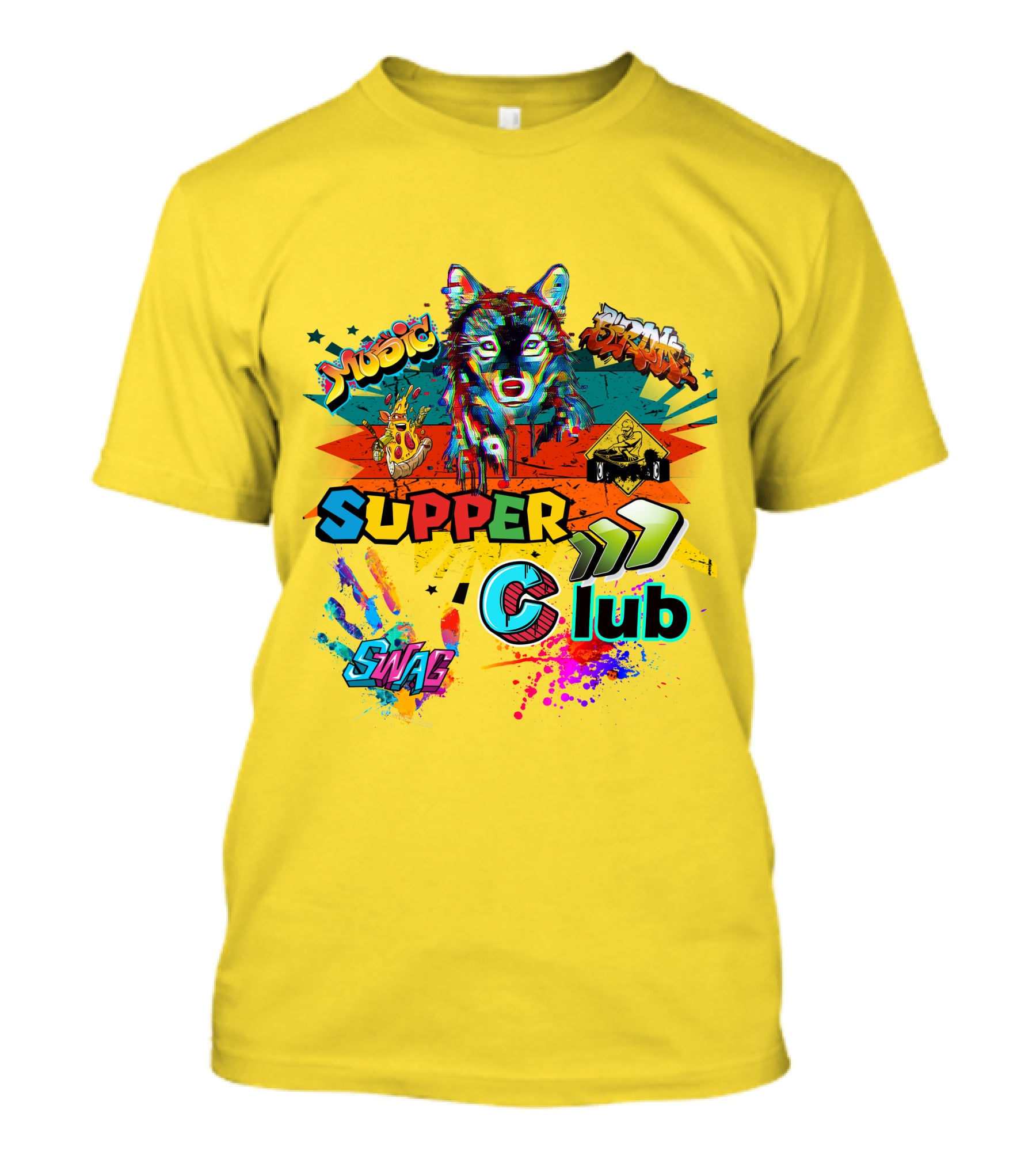 Supper Club Music Swag Street Art Wolf T-Shirt