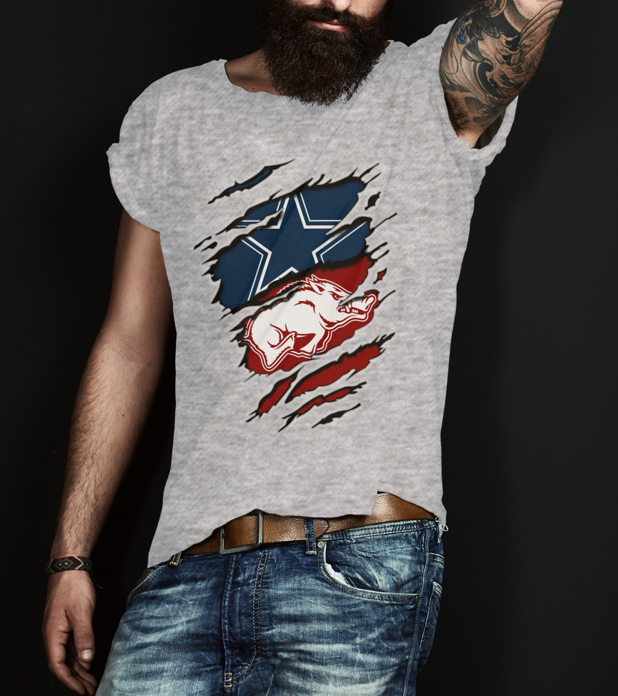 Dallas Cowboys Arkansas Razorbacks Torn T-Shirt