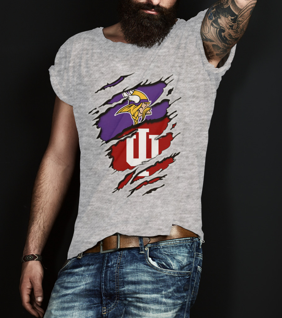 Vikings Indiana Hoosiers Torn Logo Mashup T-Shirt