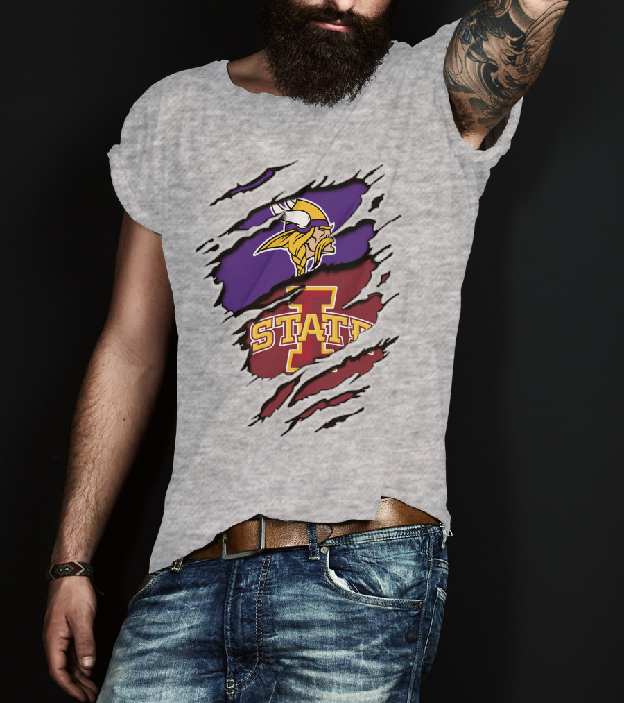 Minnesota Vikings Iowa State Cyclones Ripped T-Shirt