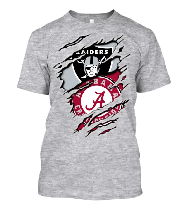 Alabama Crimson Tide Raiders Logo Mashup With Helmeted Mascot T-Shirt