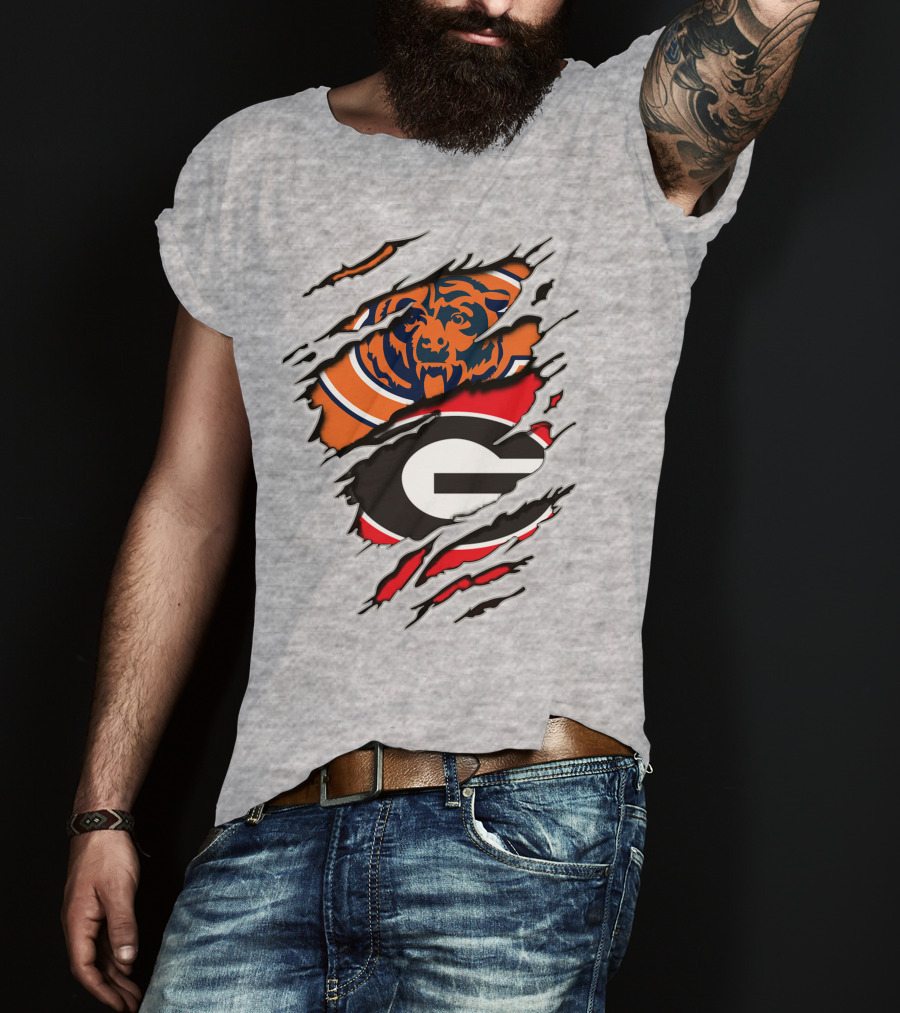 Chicago Bears Georgia Bulldogs Logo Mashup T-Shirt