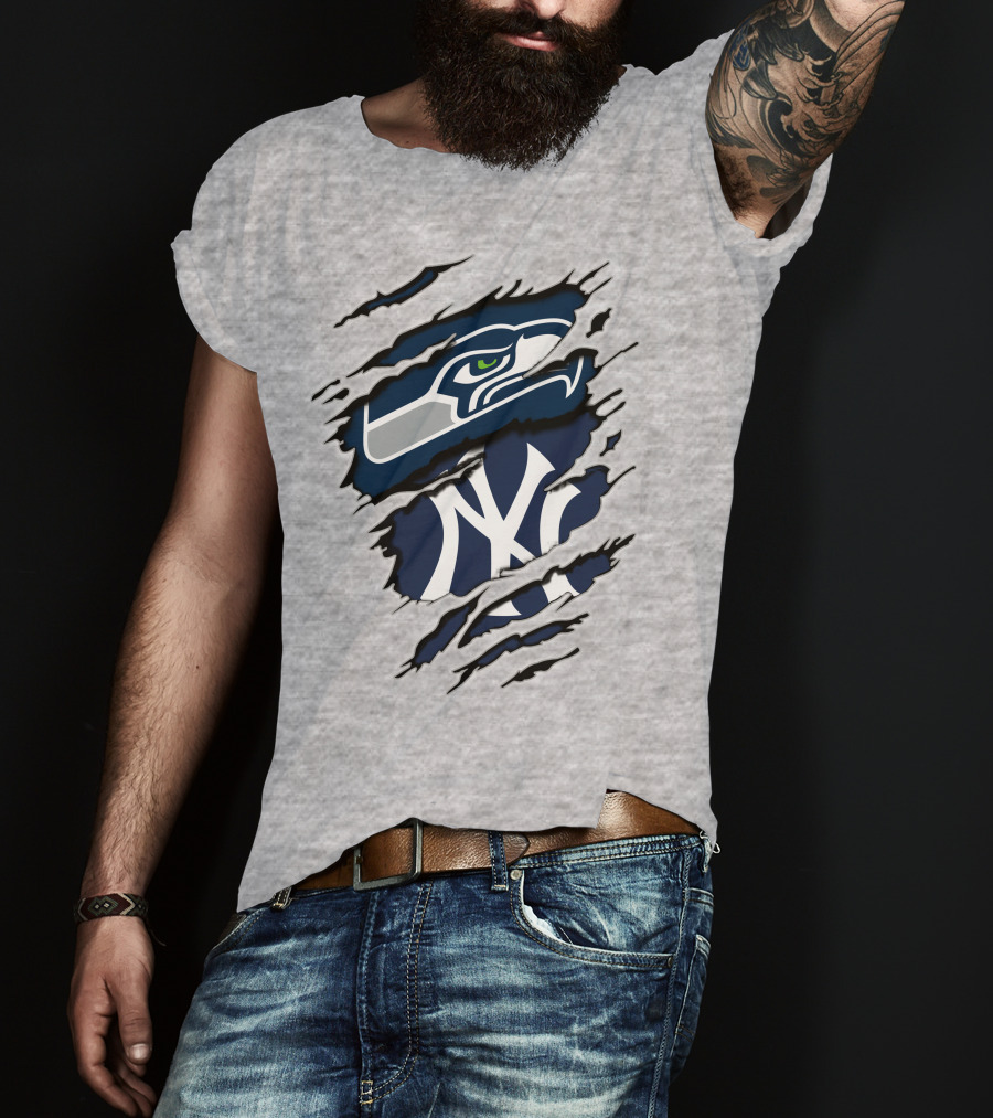 Seahawks Yankees Logo Fusion T-Shirt