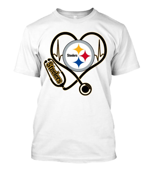Nurse Heartbeat Pittsburgh Steelers Stethoscope T-Shirt