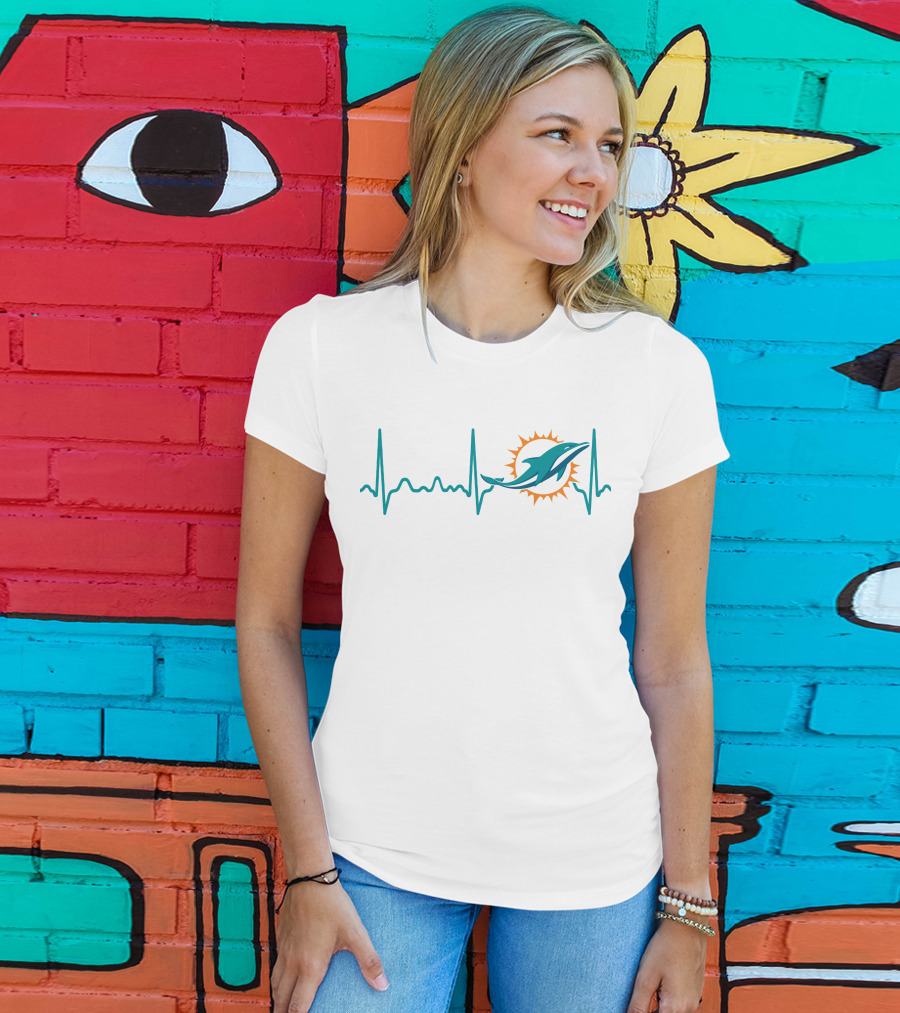 Heartbeat Miami Dolphins Football Fanatic Iconic T-Shirt