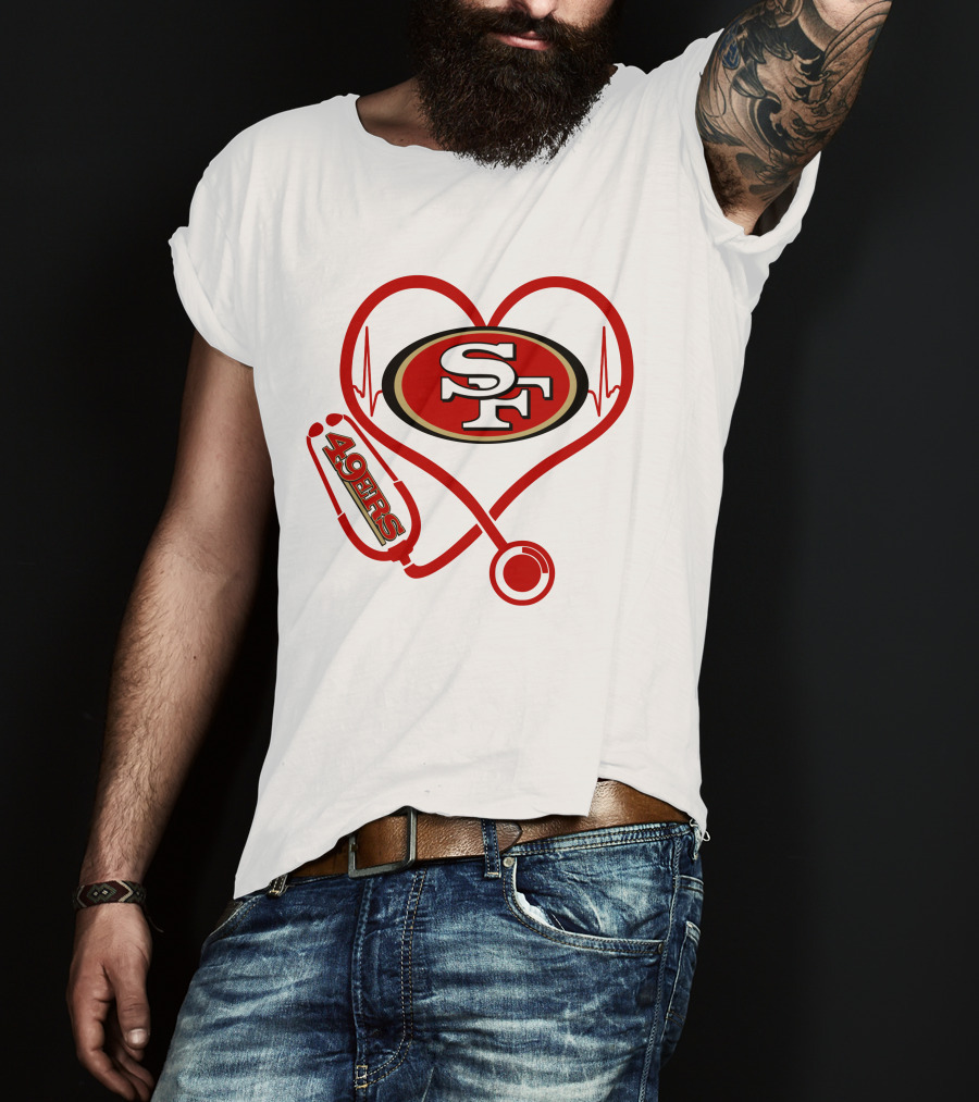 San Francisco 49ers Nurse Heartbeat Love Stethoscope T-Shirt