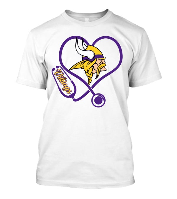 Nurse Love Minnesota Vikings Heart Stethoscope T-Shirt