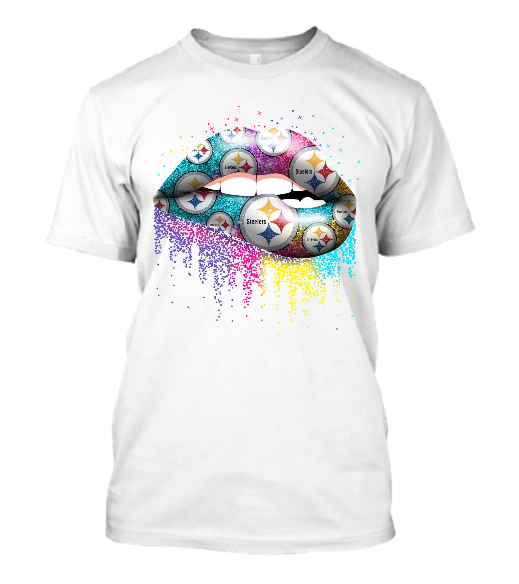 Lips Glitter Pittsburgh Steelers Multicolor Logo T-Shirt