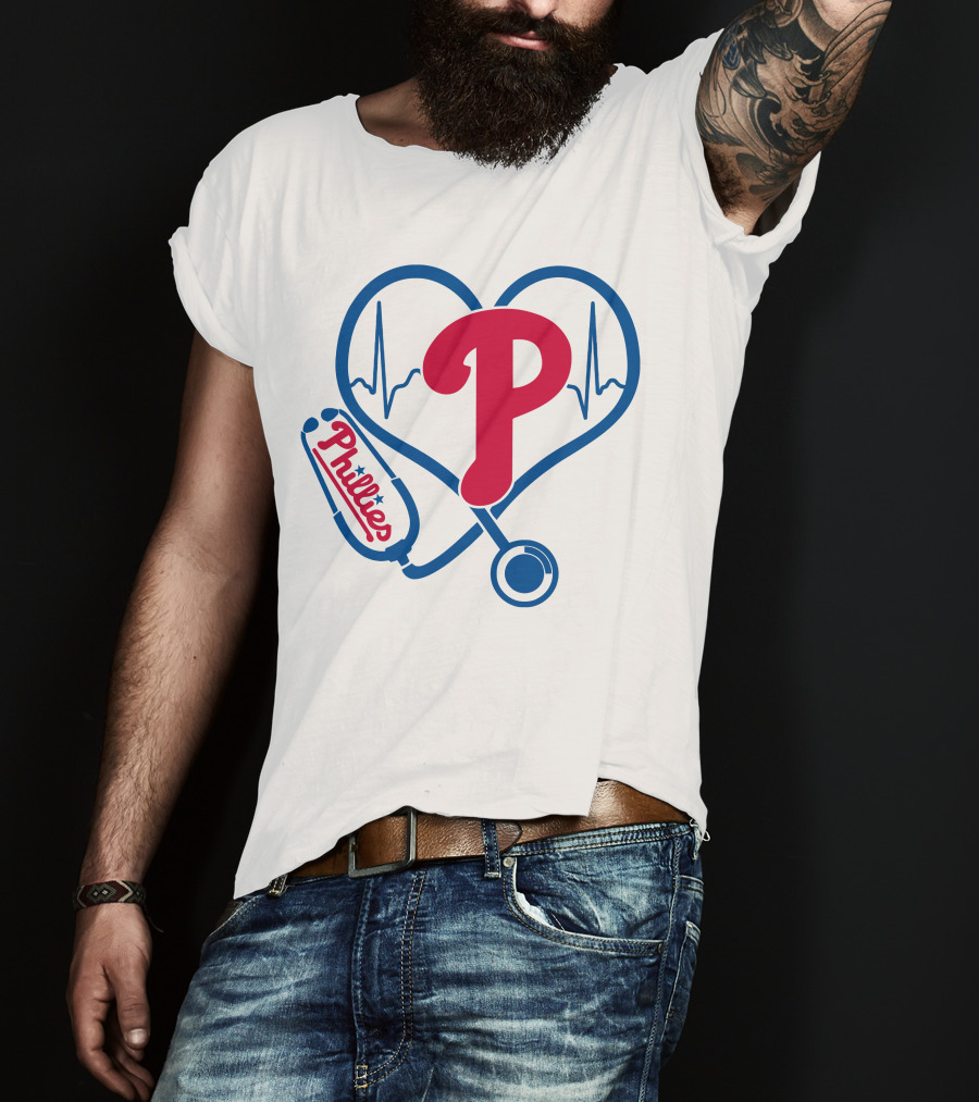 Philadelphia Phillies Nurse Heartbeat Stethoscope T-Shirt