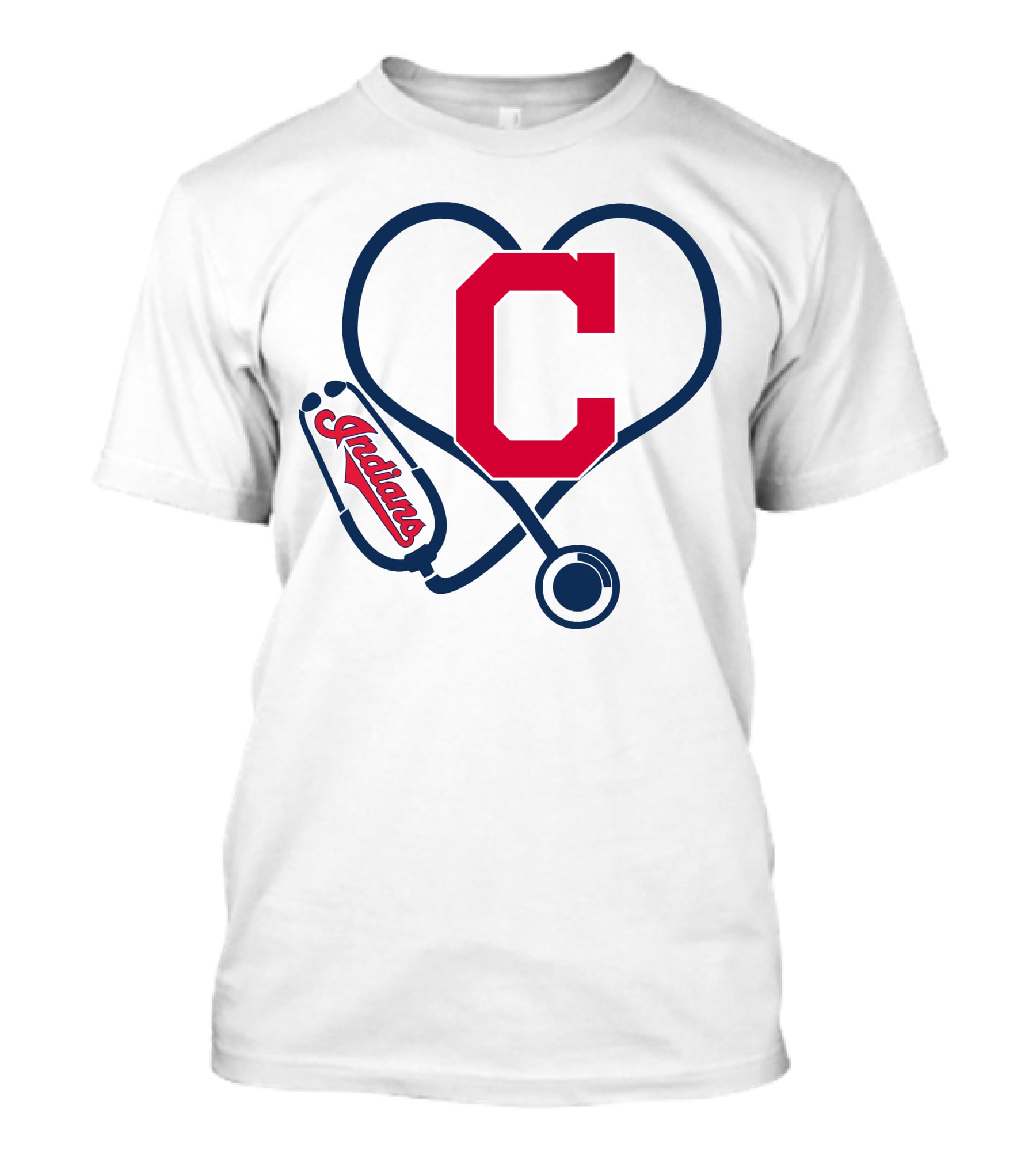 Cleveland Indians Nurse Heart With Stethoscope T-Shirt