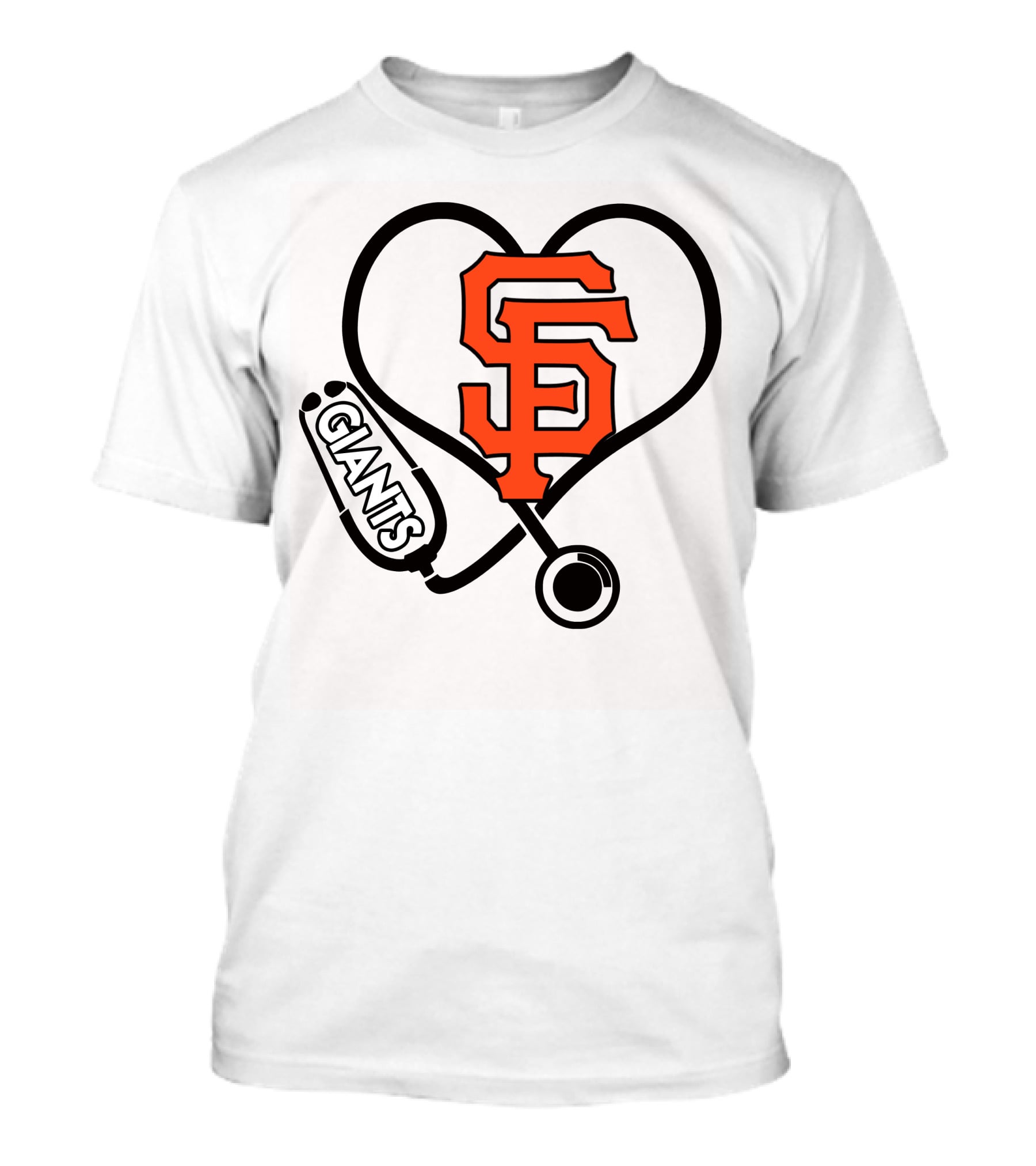 San Francisco Giants Nurse Love Heart Stethoscope T-Shirt