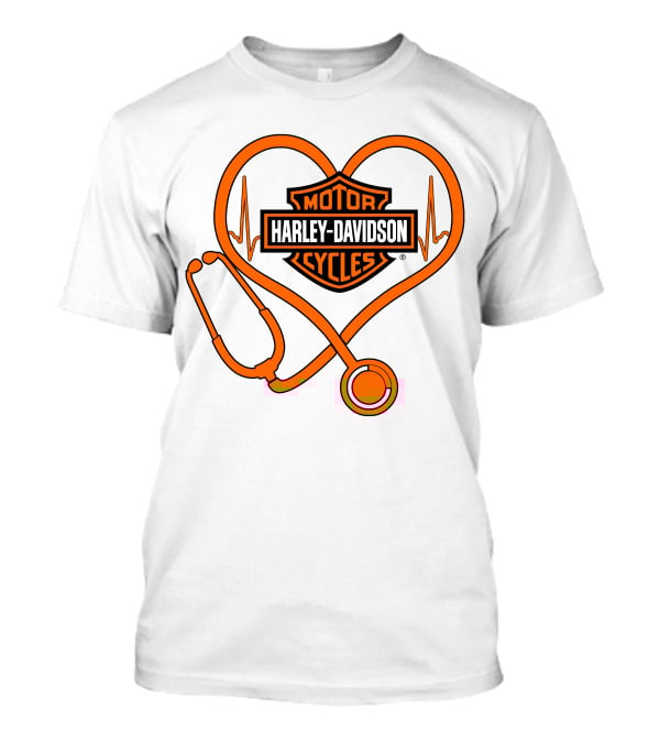 Nurse Love Harley Davidson Motorcycles Stethoscope Heartbeat T-Shirt
