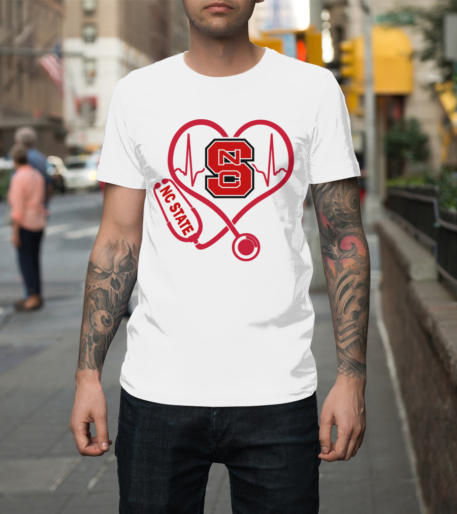 Nc State Wolfpack Heartbeat Nurse Love T-Shirt
