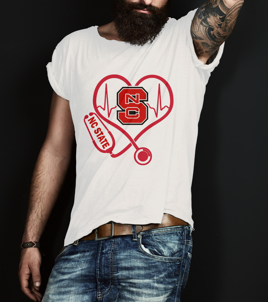 Nc State Wolfpack Heartbeat Nurse Love T-Shirt