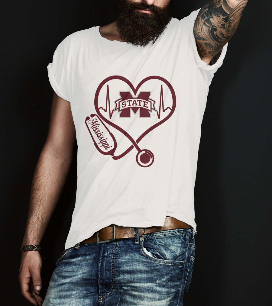 Mississippi State Bulldogs Nurse Heartbeat T-Shirt