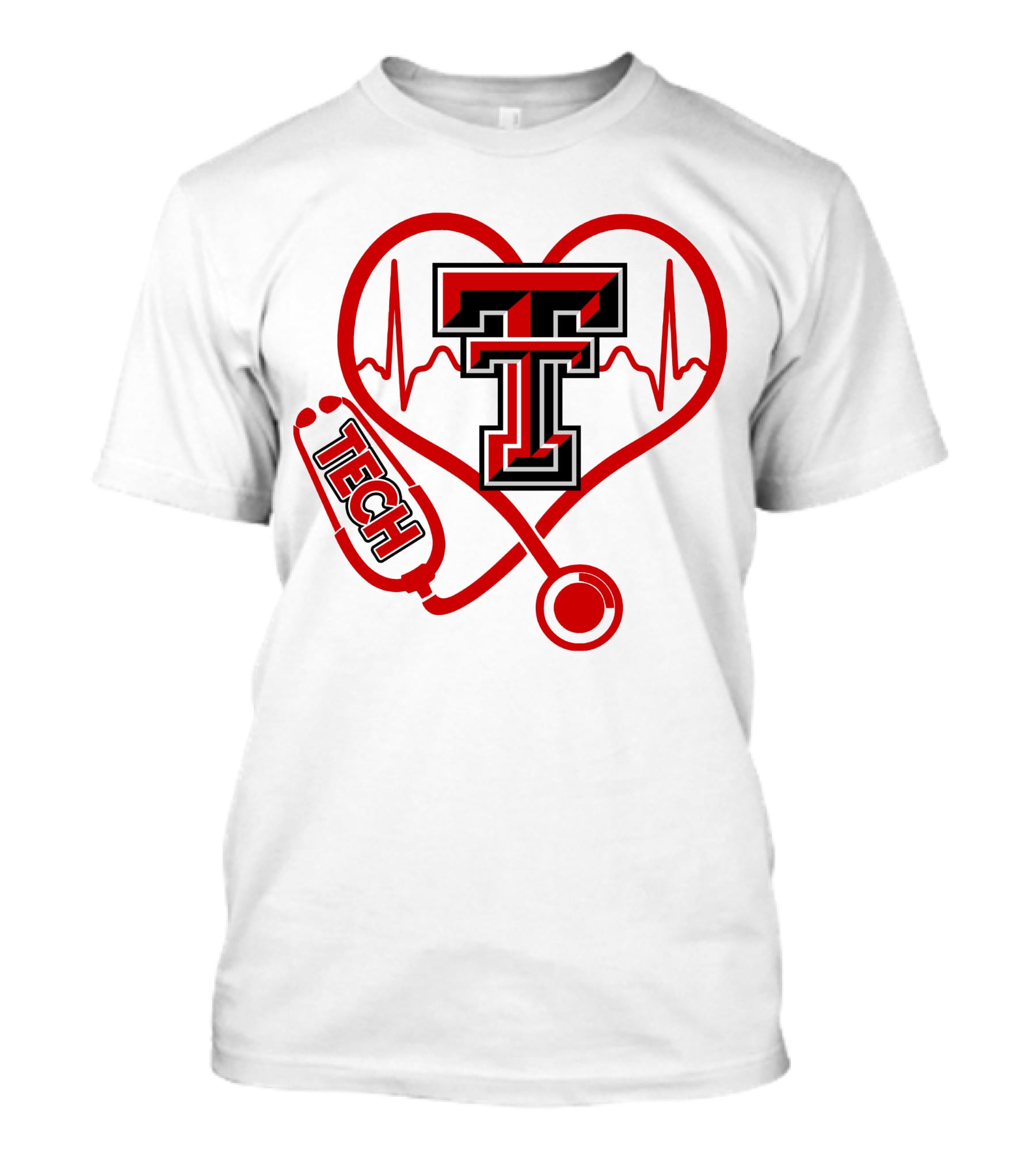 Texas Tech Nurse Heart Stethoscope Love T-Shirt