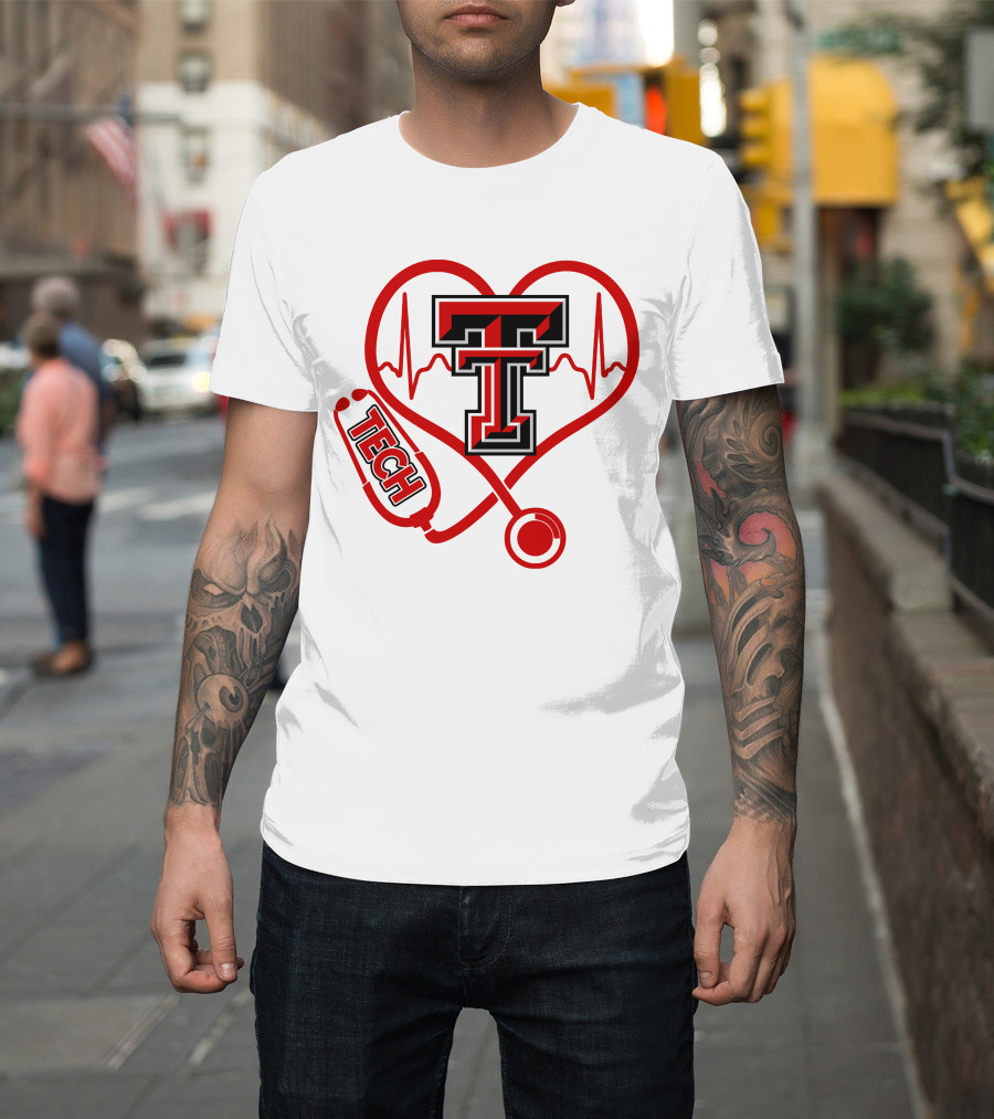 Texas Tech Nurse Heart Stethoscope Love T-Shirt
