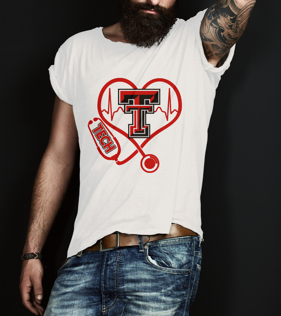 Texas Tech Nurse Heart Stethoscope Love T-Shirt