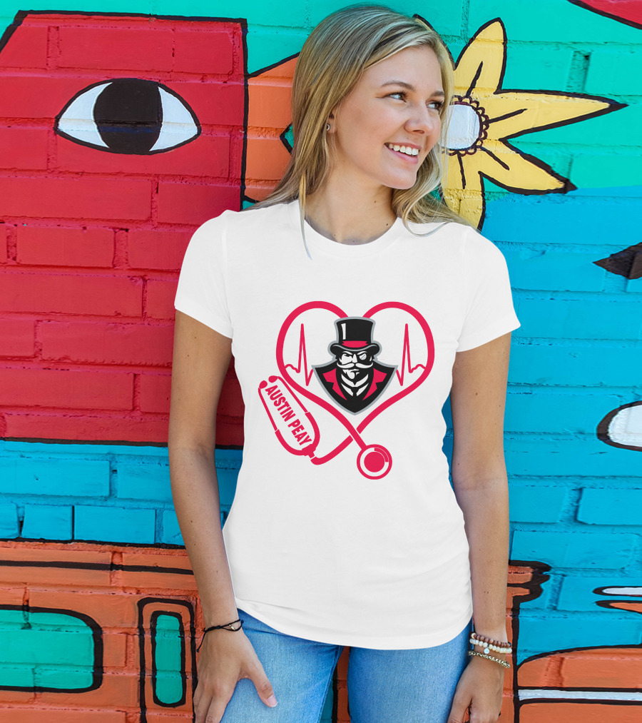 Austin Peay State University Nurse Heartbeat Stethoscope T-Shirt