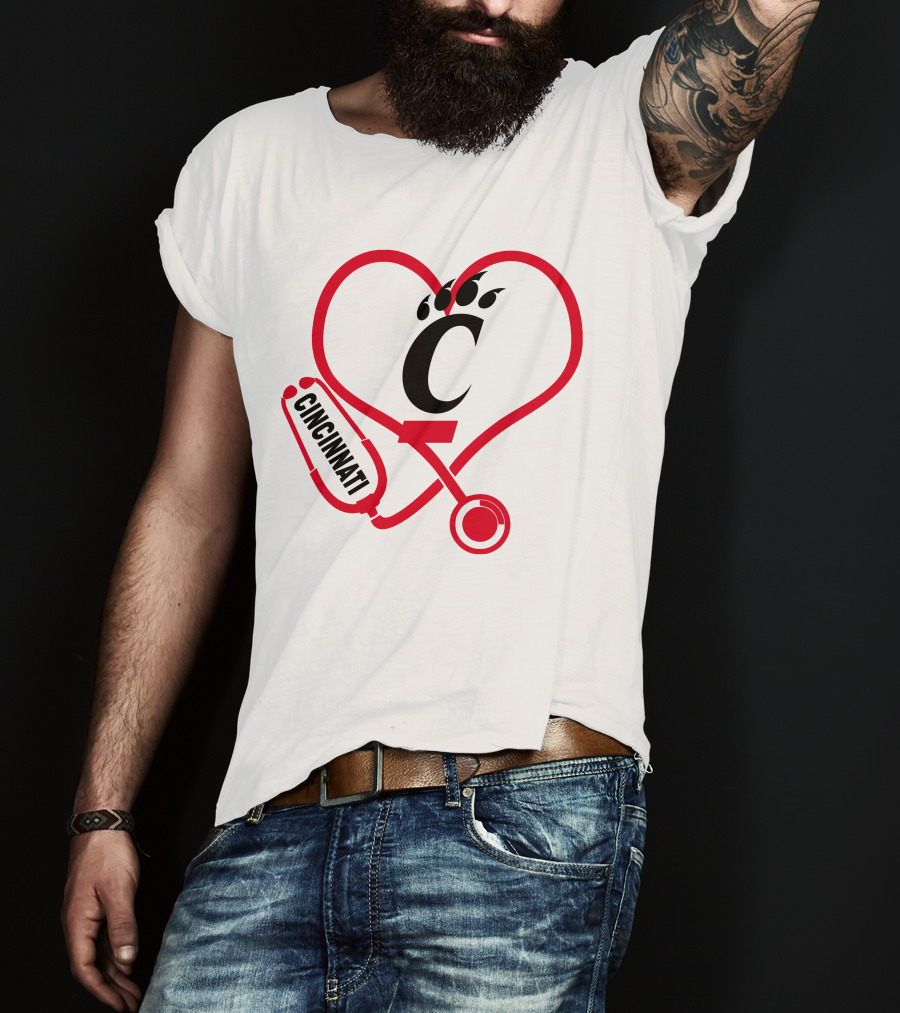 Cincinnati Bearcats Nurse Heart Stethoscope T-Shirt