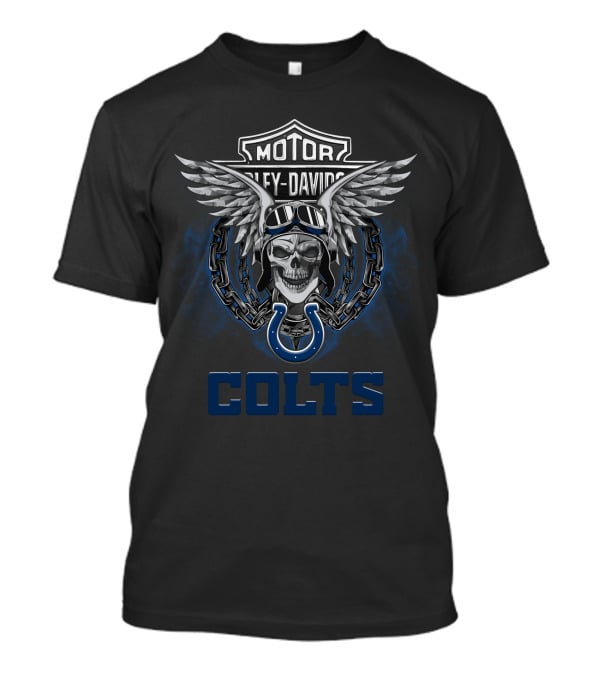 Harley Davidson Motorcycles Nfl Indianapolis Colts Skull Wings T-Shirt