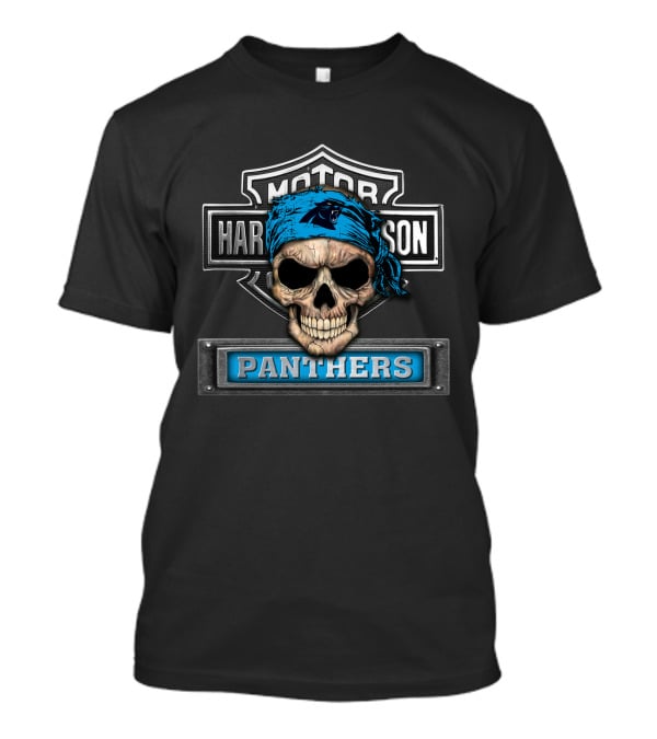 Harley Davidson Motorcycle Skull Nfl Carolina Panthers Logo T-Shirt