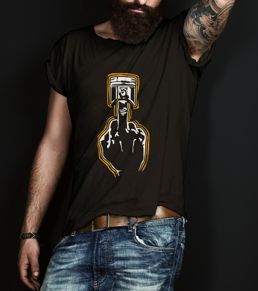 Mechanic Piston Middle Finger Gesture T-Shirt