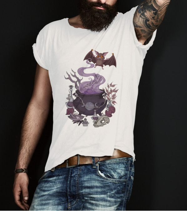 Halloween Smoken Bat Witch's Cauldron And Potions T-Shirt