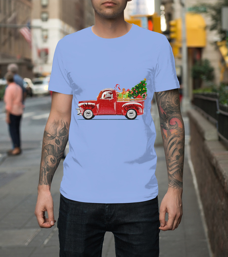 Merry Christmas Red Truck with Christmas Tree and Gifts T-Shirt