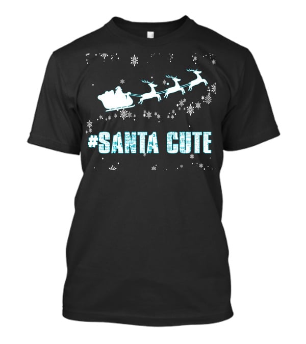 Santa Cute Reindeer Sleigh Snowflakes T-Shirt