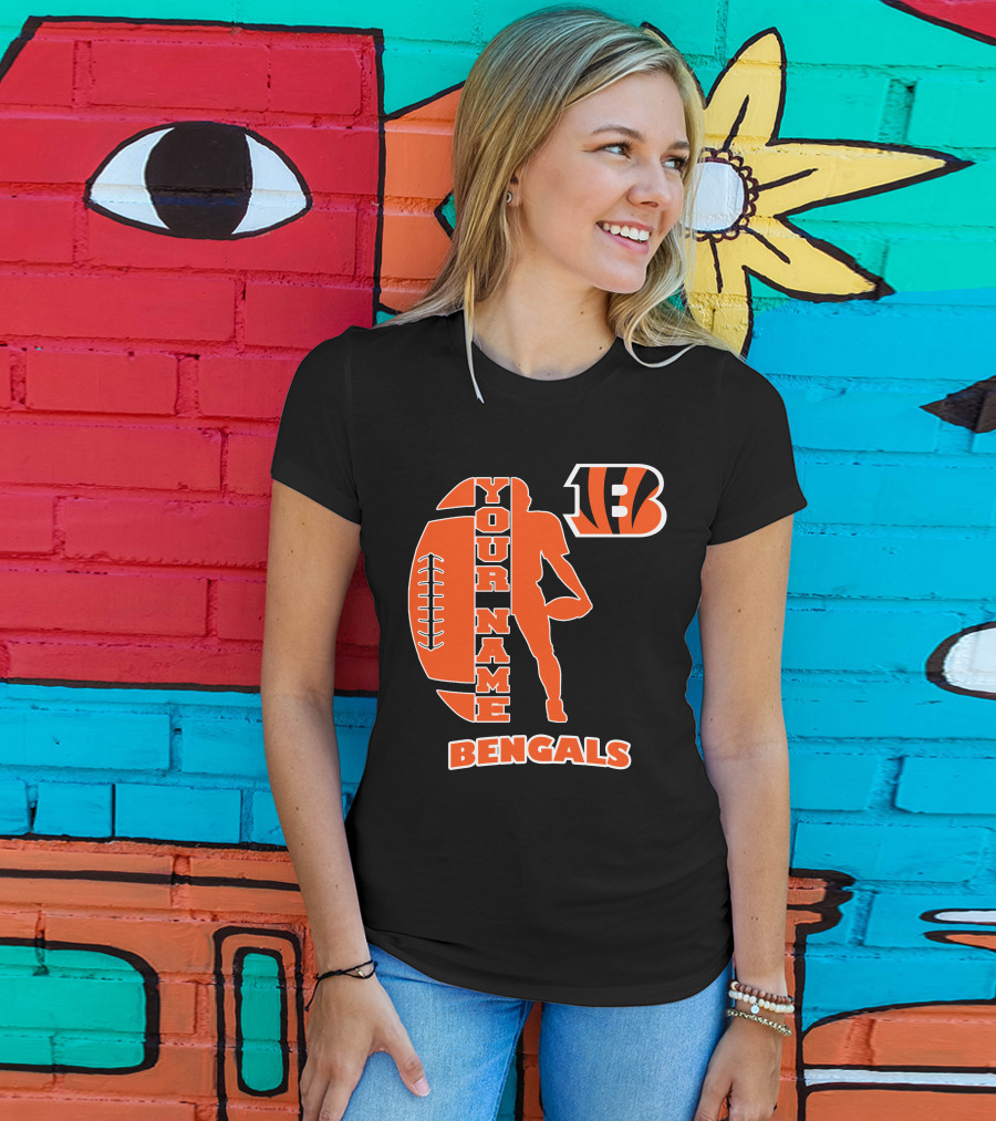 Your Name Bengals Football Silhouette B T-Shirt