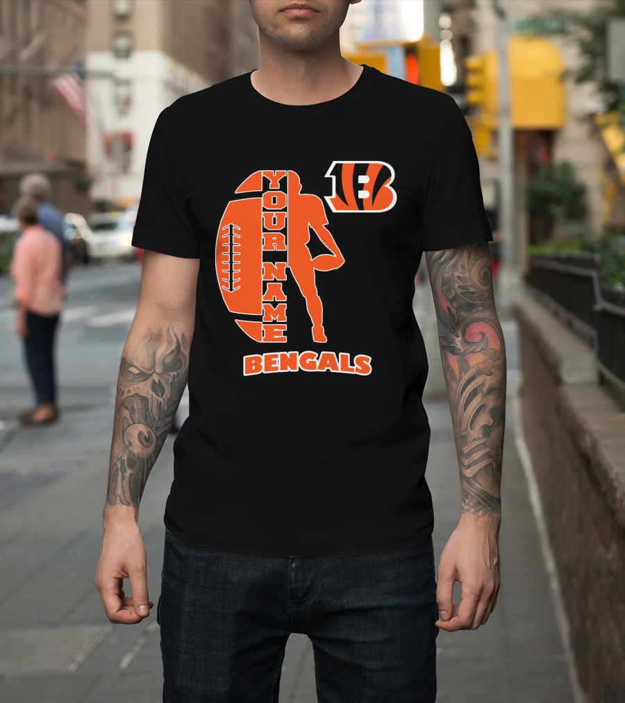 Your Name Bengals Football Silhouette B T-Shirt