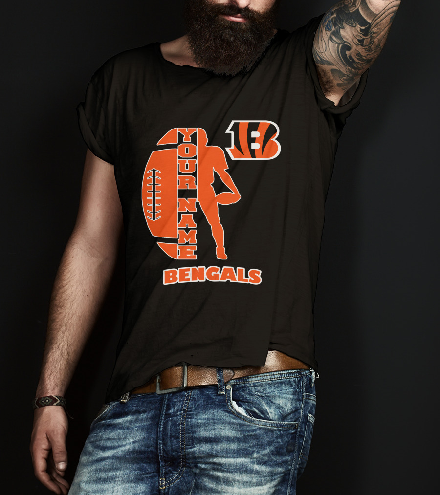 Your Name Bengals Football Silhouette B T-Shirt
