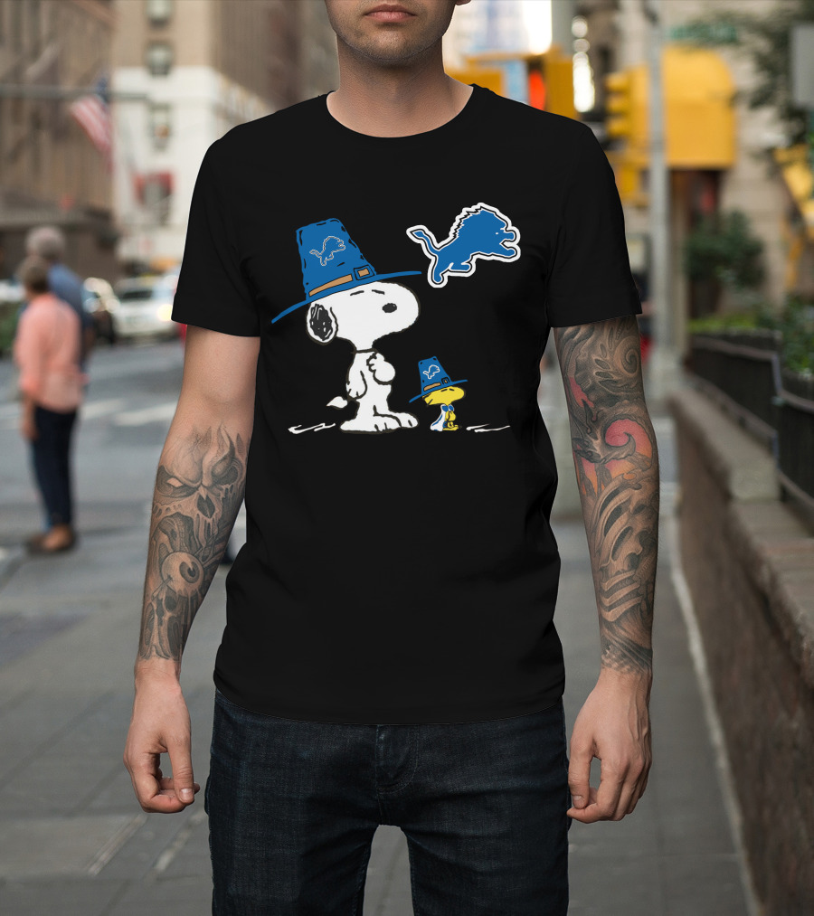 Detroit Lions Snoopy Woodstock Thanksgiving T-Shirt