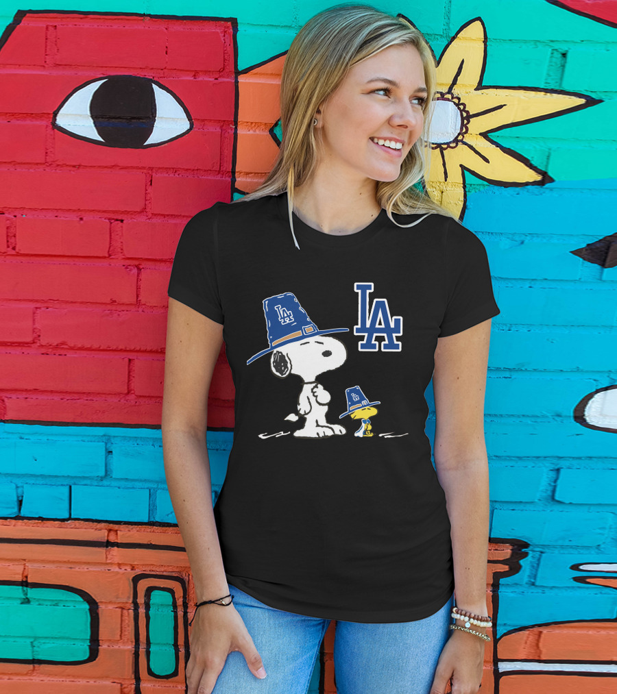 Dodgers Snoopy LA Pilgrim Hat Peanuts T-Shirt