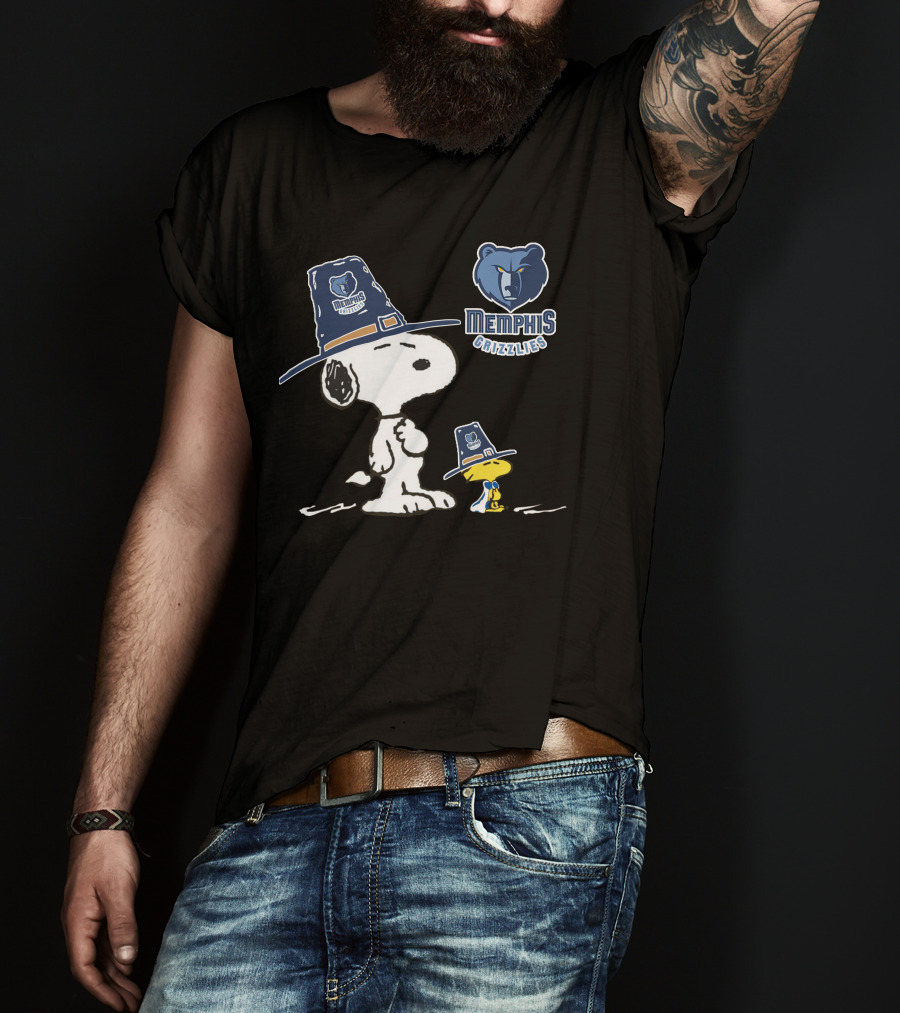 Memphis Grizzlies Snoopy And Woodstock Pilgrim Hats T-Shirt