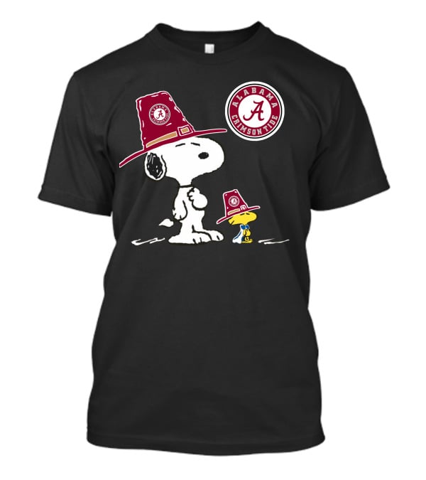 Alabama Crimson Tide Snoopy And Woodstock With Big Al Hats T-Shirt