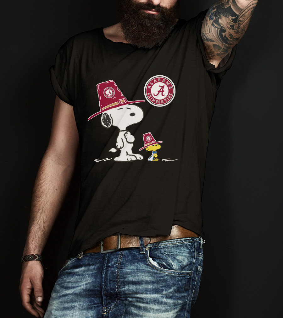 Alabama Crimson Tide Snoopy And Woodstock With Big Al Hats T-Shirt