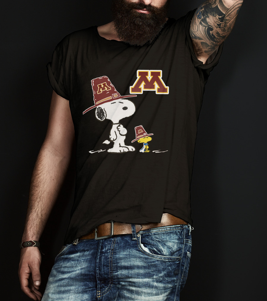 Minnesota Golden Gophers Snoopy Woodstock Team Spirit T-Shirt