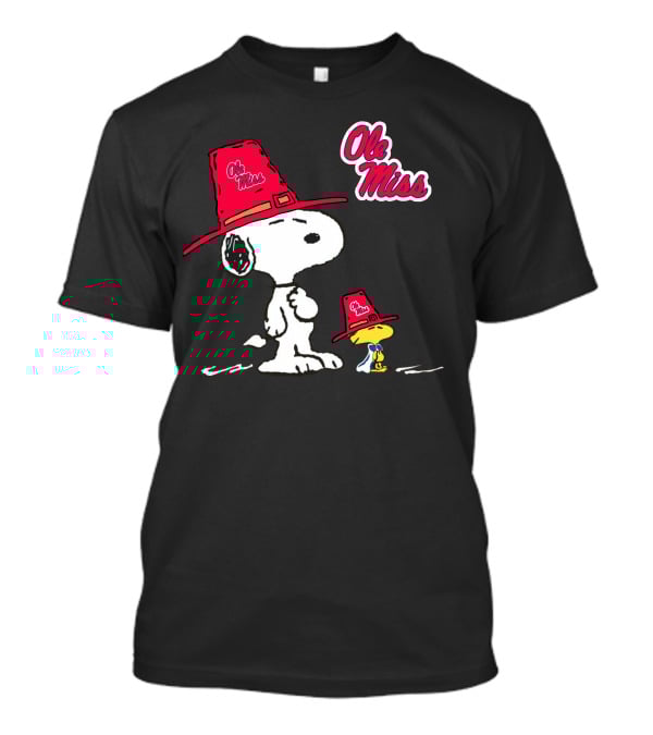 Ole Miss Snoopy And Woodstock In Rebel Hats T-Shirt