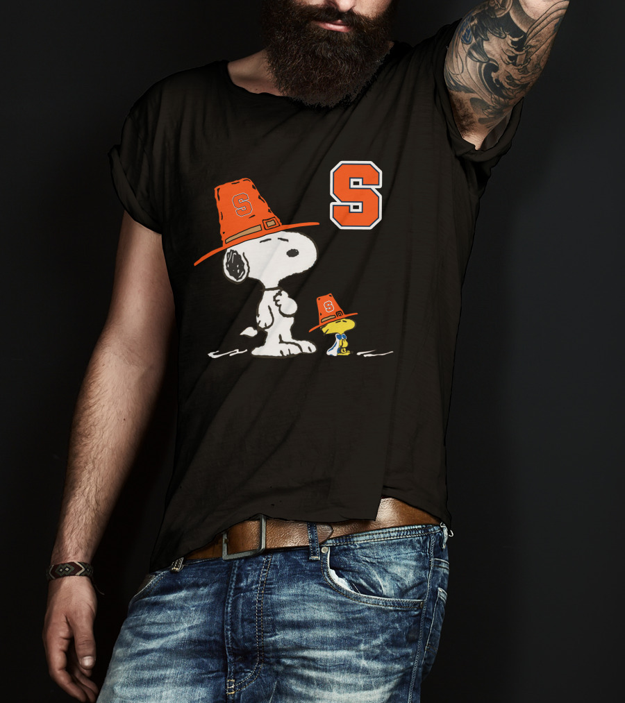Syracuse Orange Snoopy Woodstock Pilgrim Hats T-Shirt