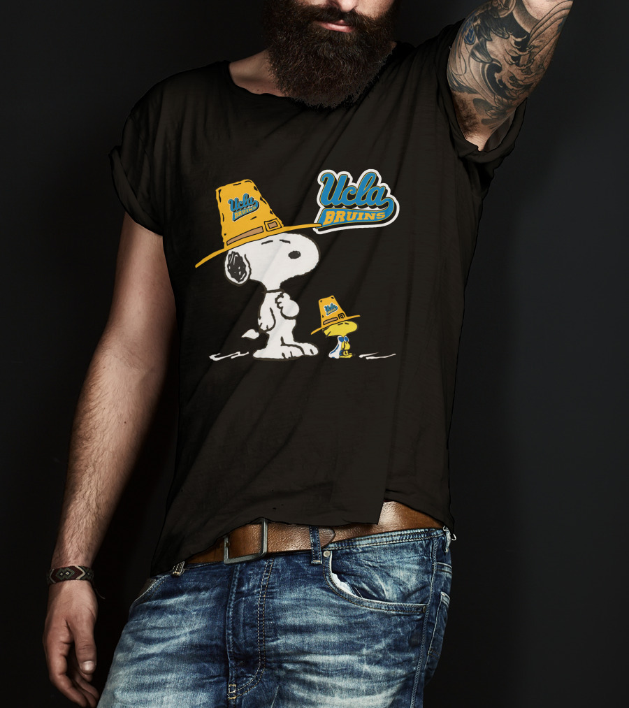UCLA Bruins Snoopy And Woodstock In Yellow Hats T-Shirt